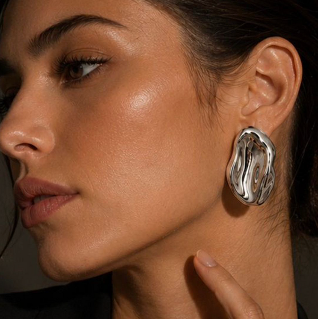 Silver Molten Earrings