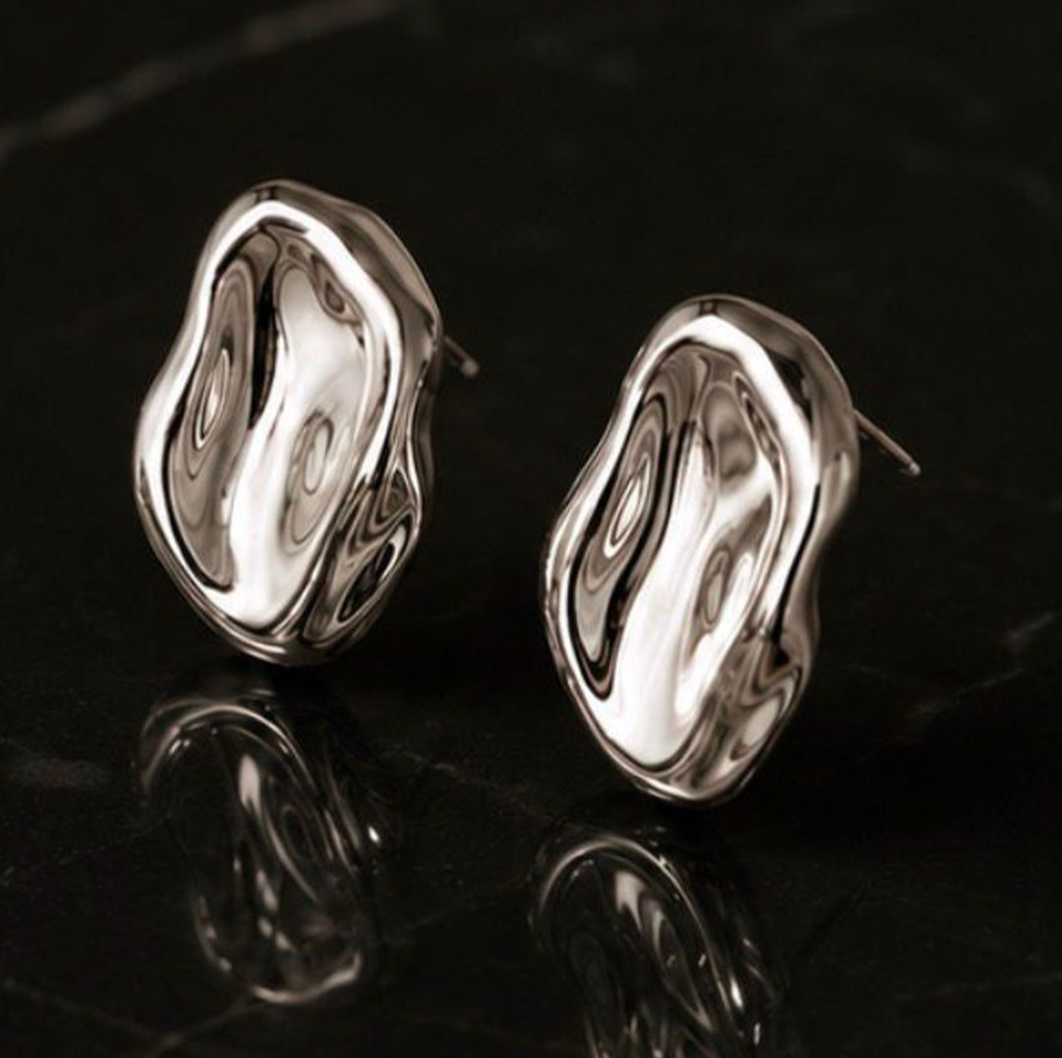 Silver Molten Earrings