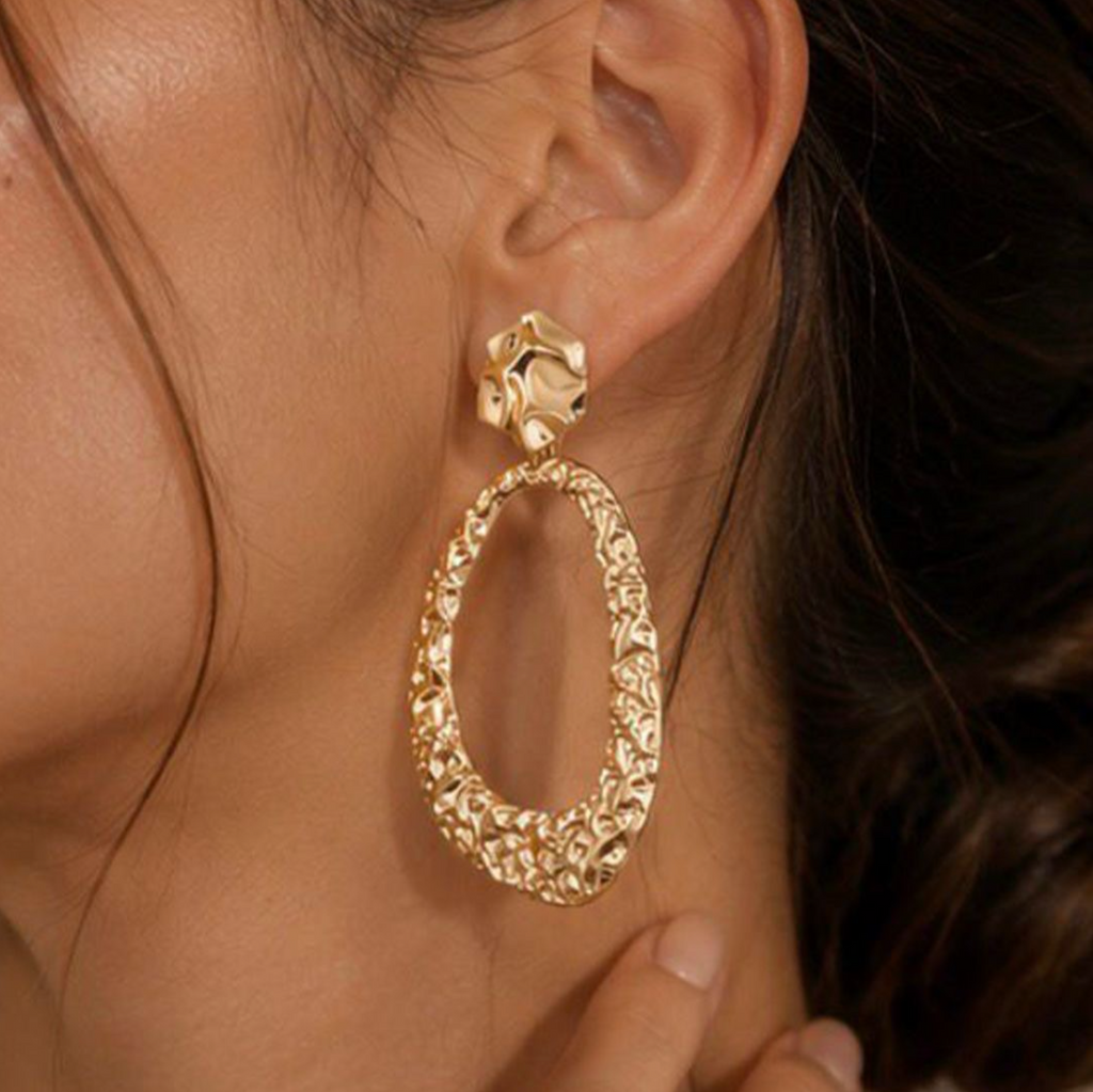 Golden Texture Hoops