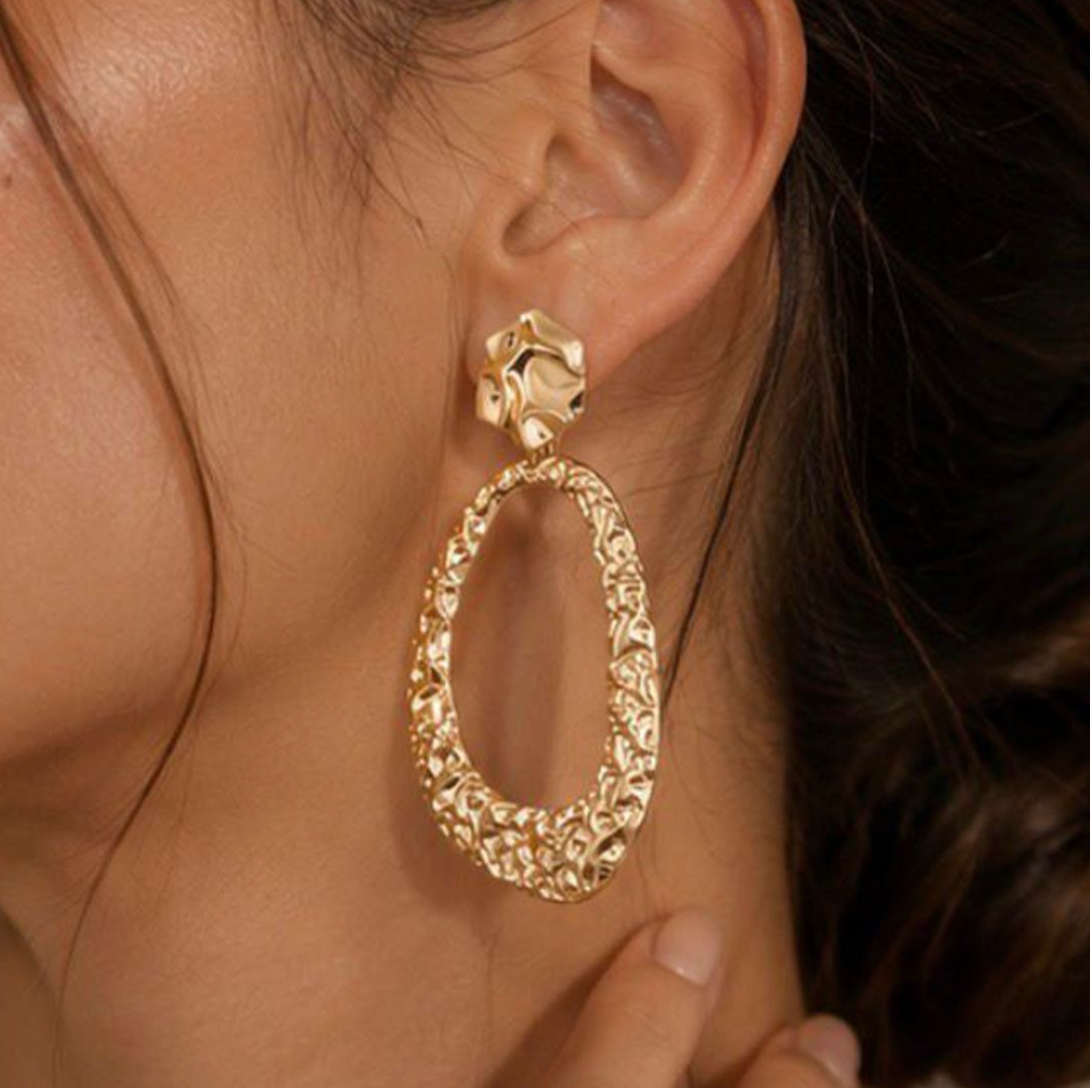 Golden Texture Hoops