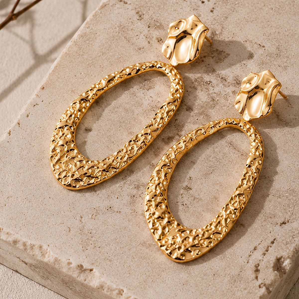 Golden Texture Hoops