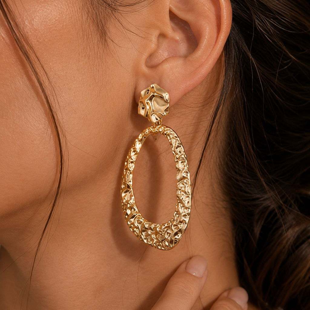 Golden Texture Hoops