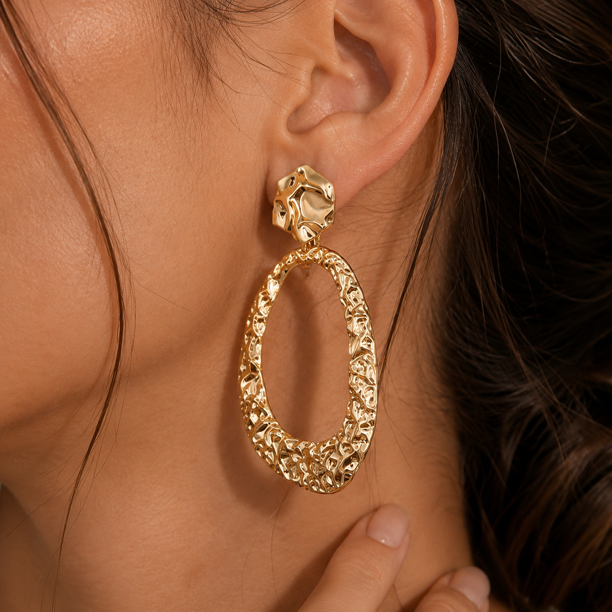Golden Texture Hoops