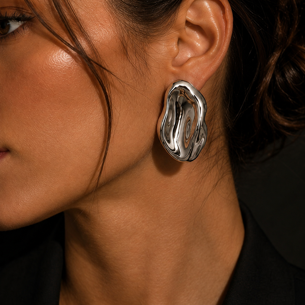 Silver Molten Earrings