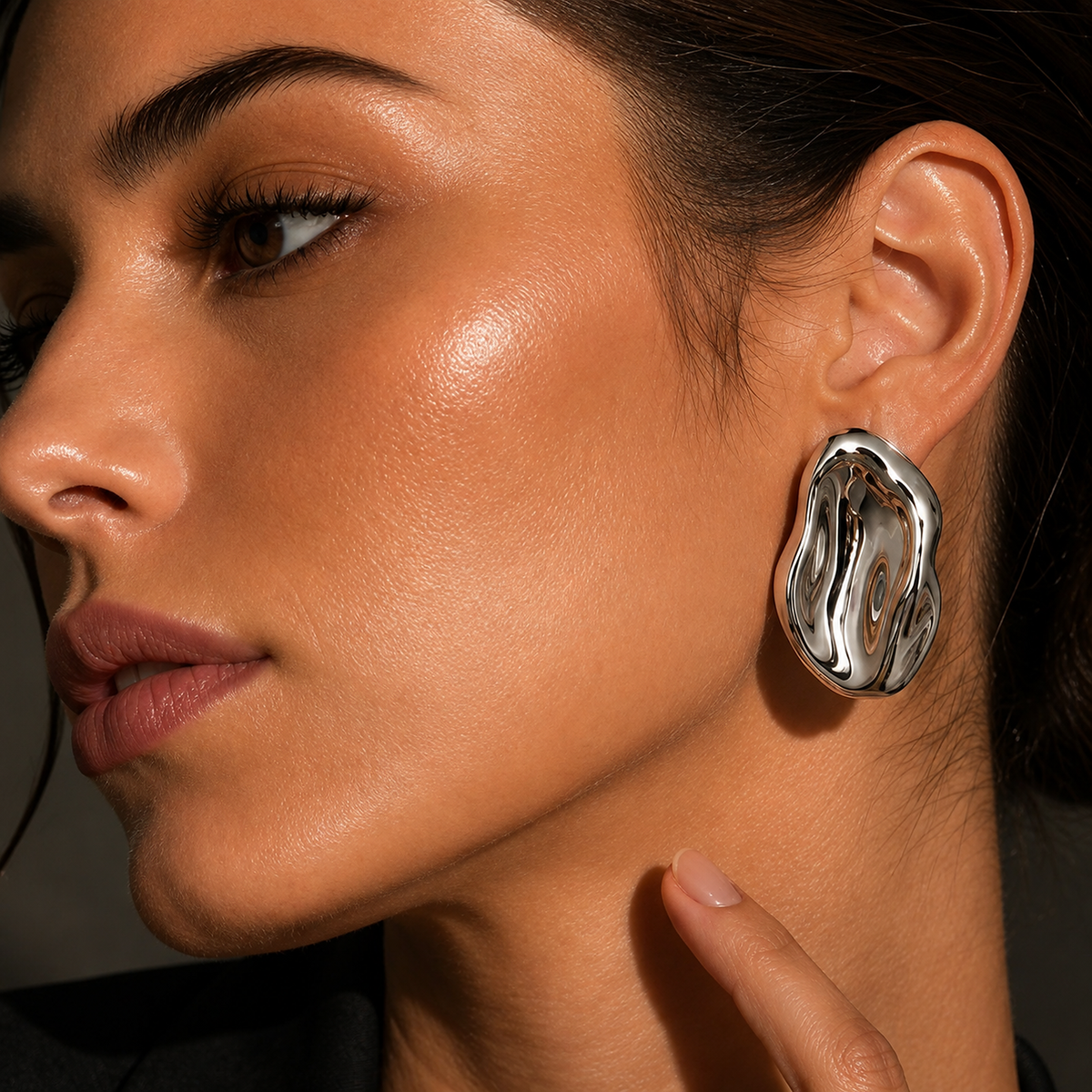 Silver Molten Earrings