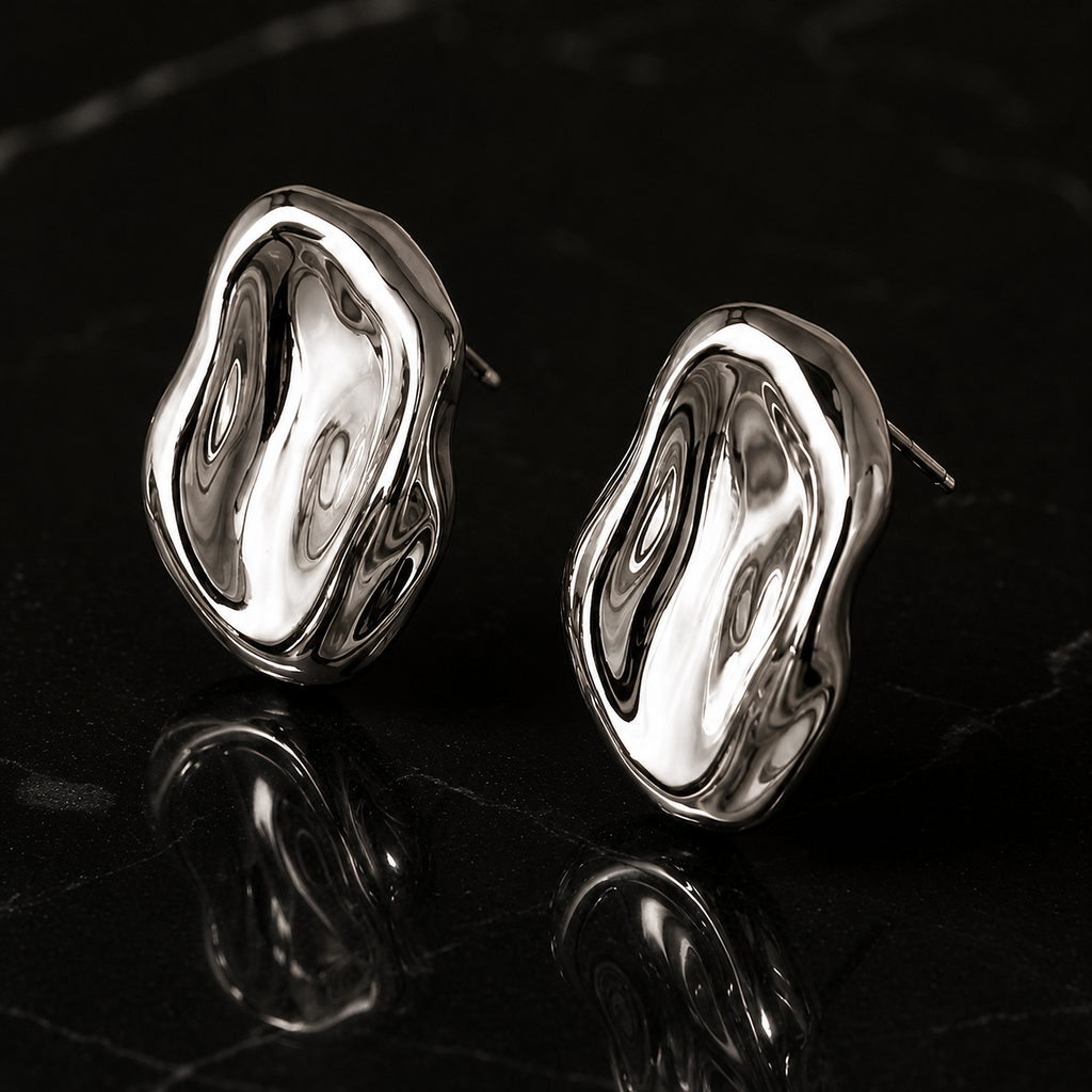 Silver Molten Earrings