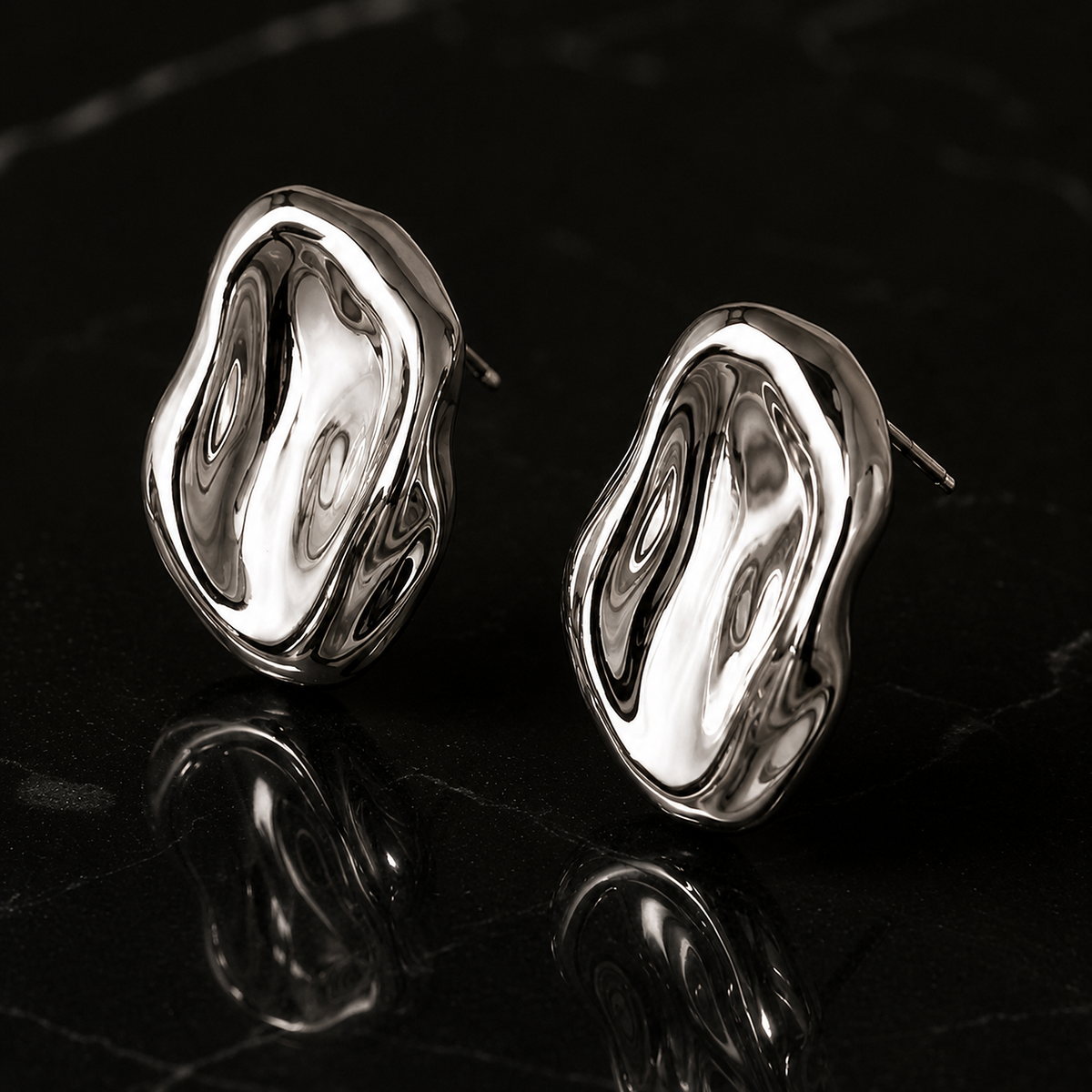 Silver Molten Earrings