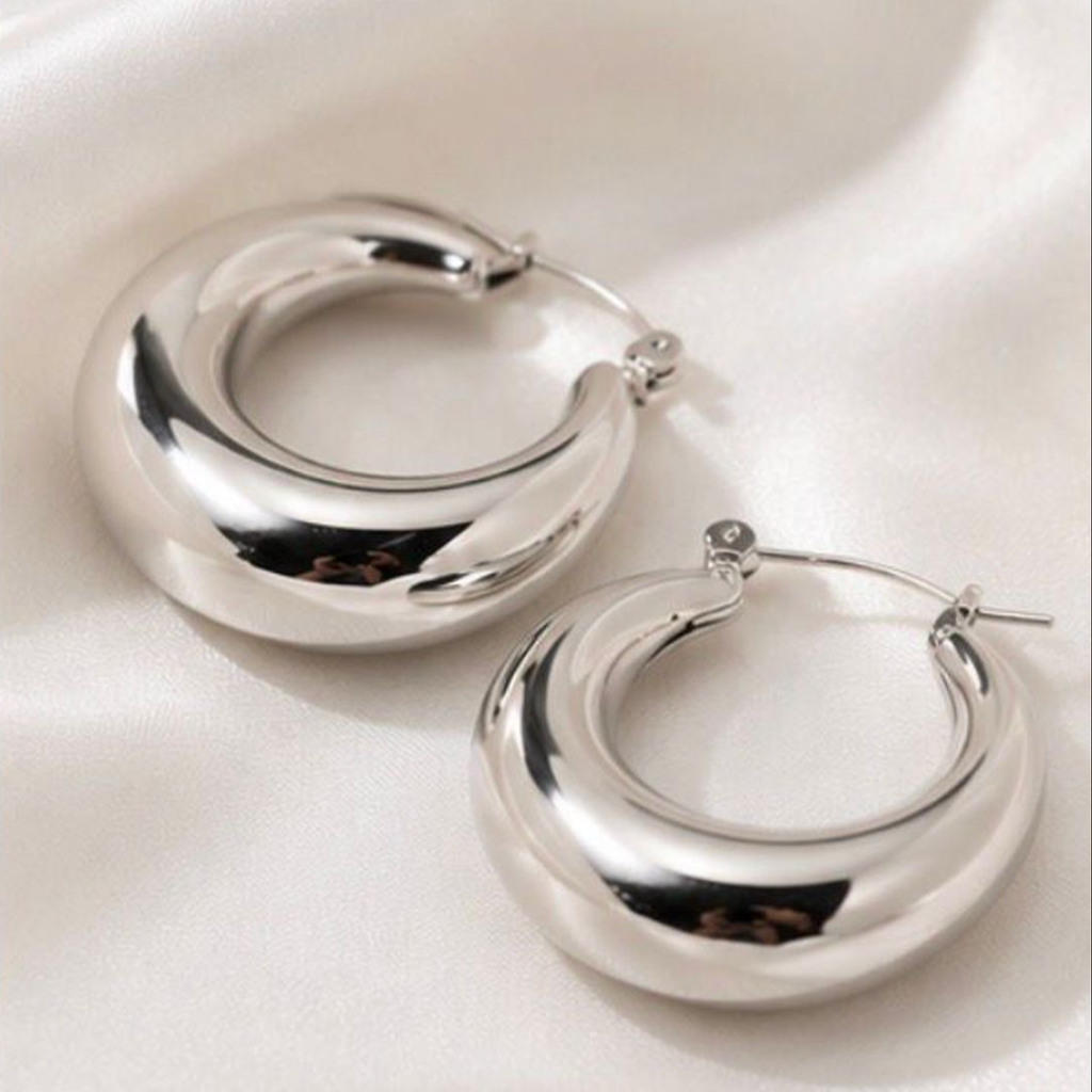 Silver Eclipse Hoops