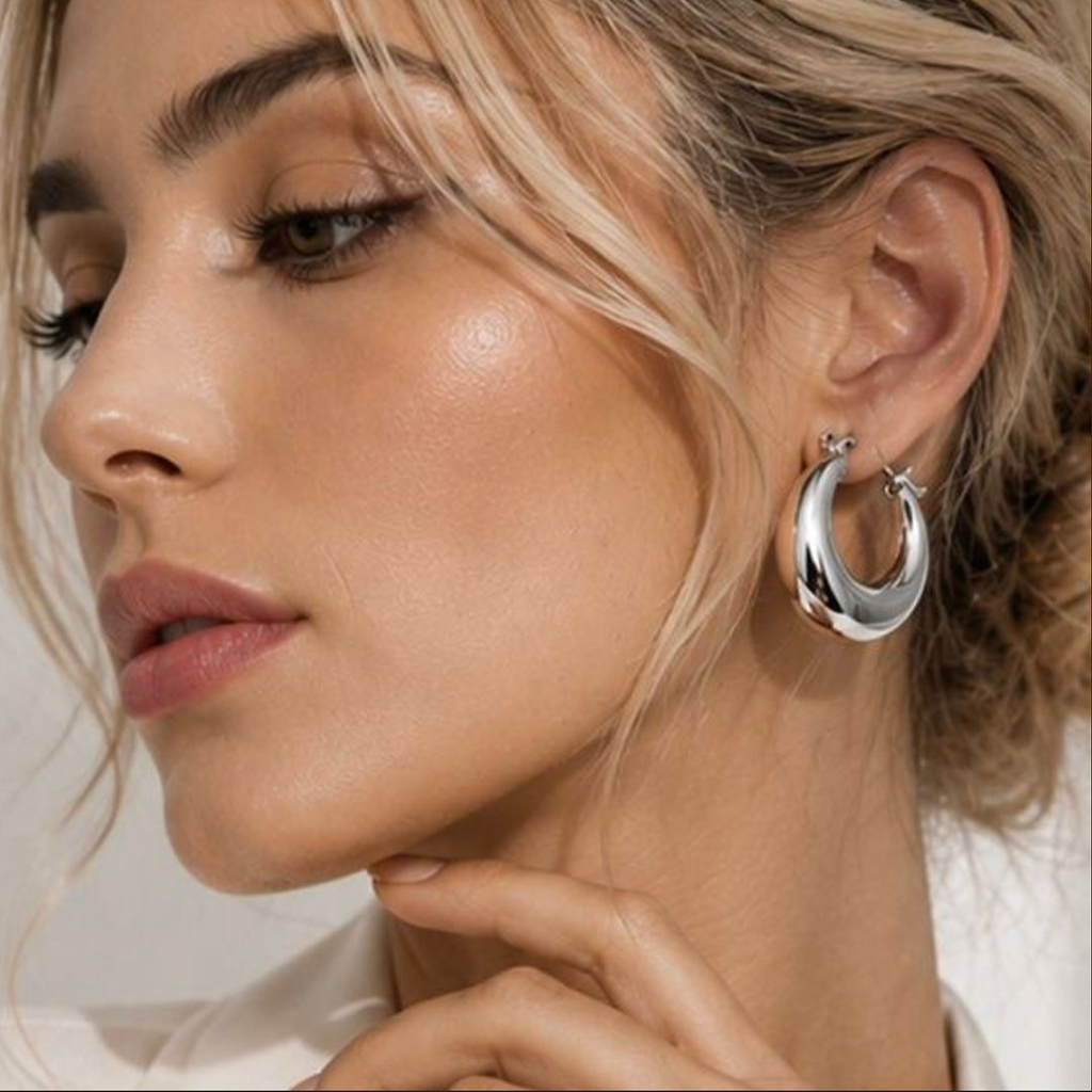 Silver Eclipse Hoops